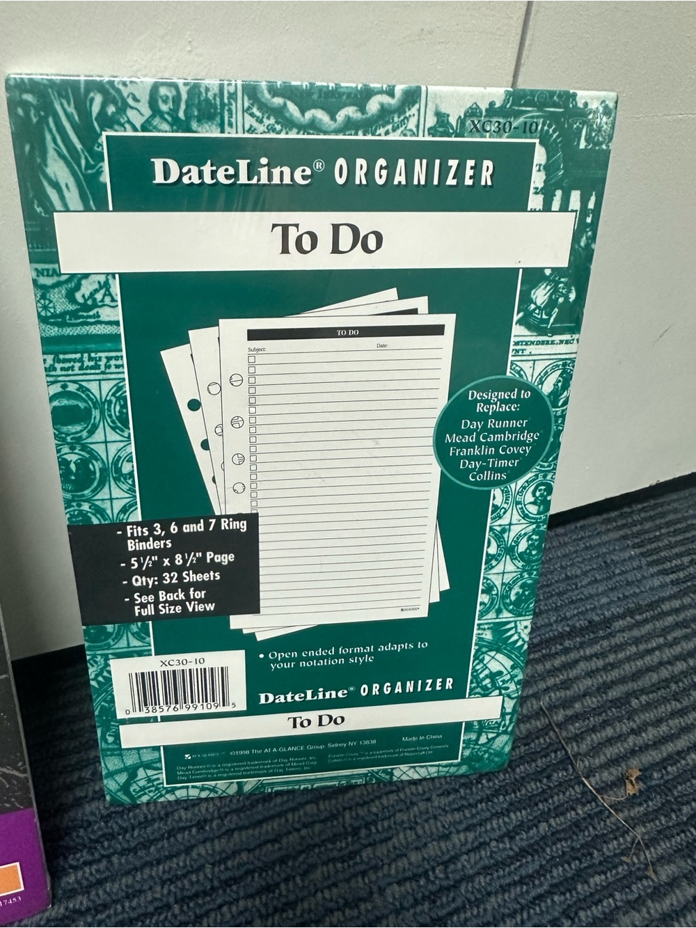 DateLine Organizer To Do Refill Pages - Green